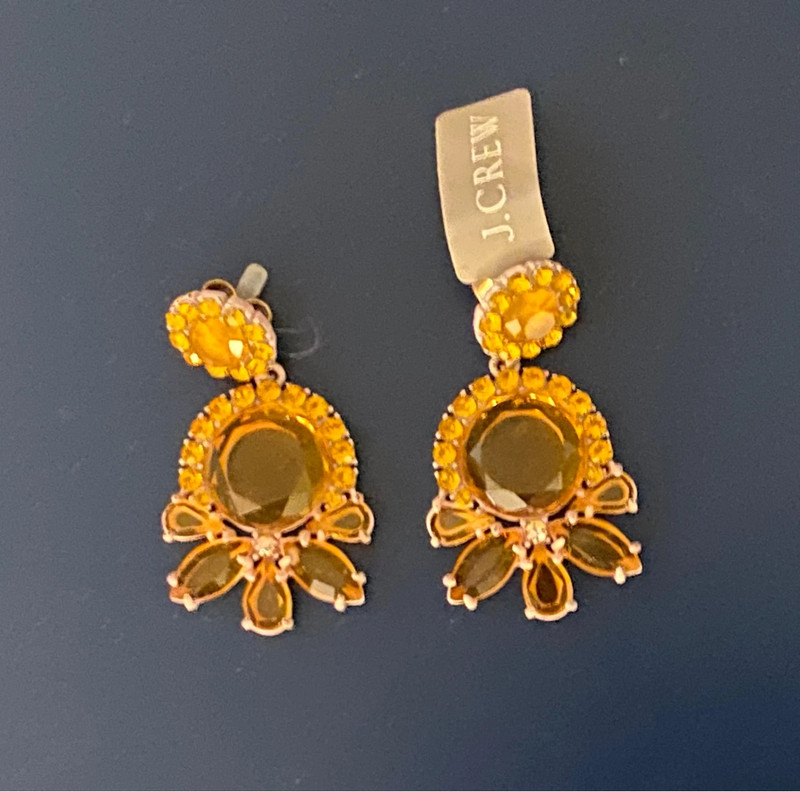 NWT-JCrew Yellow Crystal Starburst Earrings 1