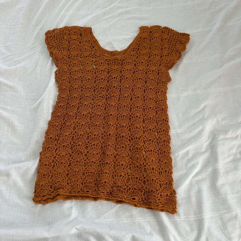 Burnt orange hand-knit blouse 1