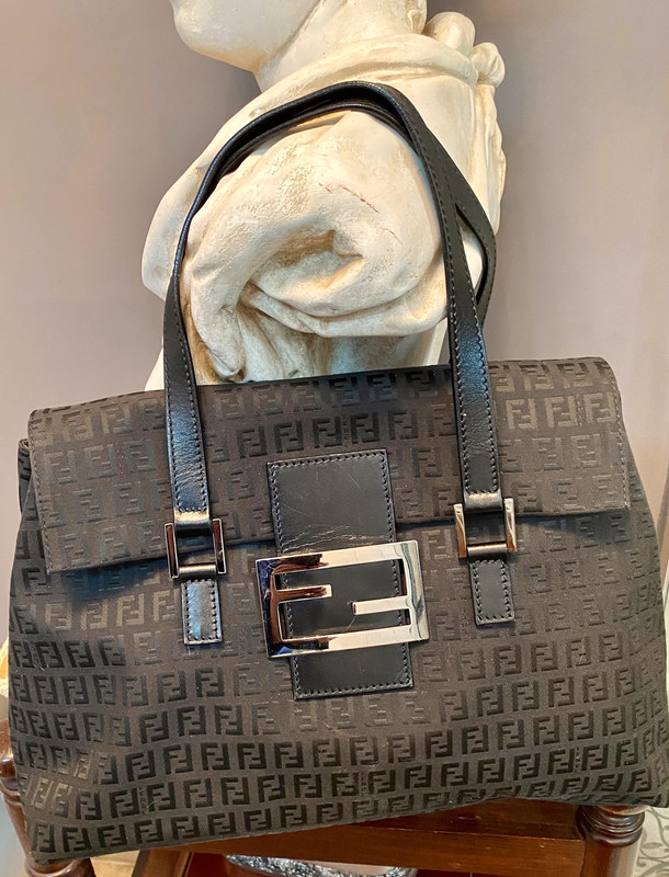 Fendi Roomy Carry-All Bag Black Monogram Fabric Great for Travel - Vinted