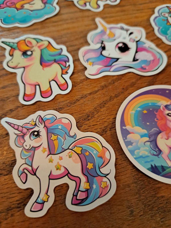 set of colorful unicorn stickers 3