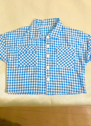 Chemise courte à carreaux bleu et blanc, zustand: Sehr gut, größe: S / 36 / 8, 6,00 €, 7,00 € inklusive Vinted-Käuferschutz