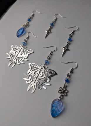 Handmade Enchanted Forest Fairy Earrings Set - Luna Moth, Flower, Star, condition: New with tags, £12.00, £13.30 includes Buyer Protection