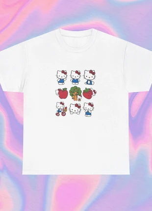 Tshirt Blanc Hello Kitty Sticker Pack 100% coton Doux, marca: y2k, estado: Novo sem etiquetas, tamanho: M / 38 / 10, €14.00, €15.40 inclui Proteção do Comprador Pro