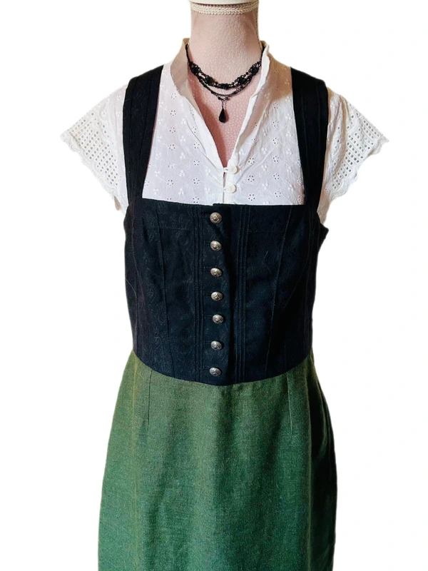 🌿Robe vintage en lin et laine autrichienne T.40 Tramontana Oktoberfest cottagecore linen wool dress🌿 - photo numéro 3