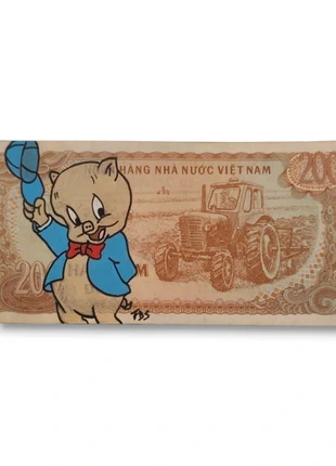 Billet customisé 200 đồng du Vietnam avec Porky Pig, condition: Very good, €25.00, €26.95 includes Buyer Protection
