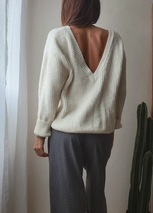 Pull en grosse maille douce blanc crème col V Nakd FR36 S, brand: Naked, condition: Very good, size: S / 36 / 8, €18.00, €19.60 includes Buyer Protection Pro