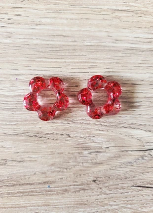 Pampilles fleurs rouges paillettes résine fantaisie bohème transparente, marke: AMOUR, zustand: Sehr gut, 2,50 €, 3,33 € beinhaltet Vinted-Käuferschutz Pro