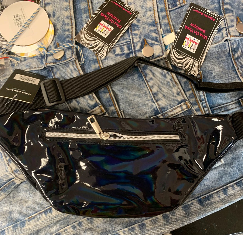 Metallic Black Fanny Pack 4