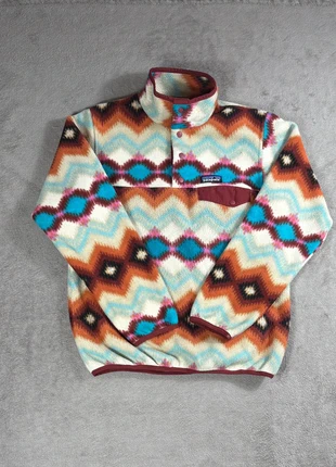 Polaire à boutons et poche turquoise marron et rose aztec Patagonia Snap-T homme taille S, marca: Patagonia, estado: Muito bom, tamanho: S, €88.00, €93.10 inclui Proteção do Comprador