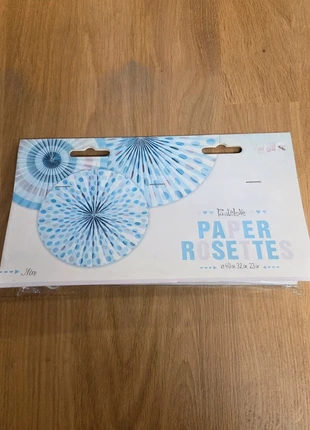 3 rosettes en papier bleu pastel, marca: PartyDeco, estado: Nuevo con etiquetas, 2,50 €, 3,33 € Protección al comprador Pro incluida