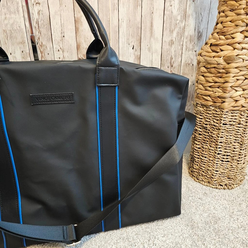 Vince Camuto Black Blue Travel Duffle Bag