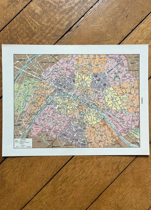 Planche illustrée vintage plan de Paris, staat: Goed, € 11,00, € 12,25 inclusief Kopersbescherming Pro