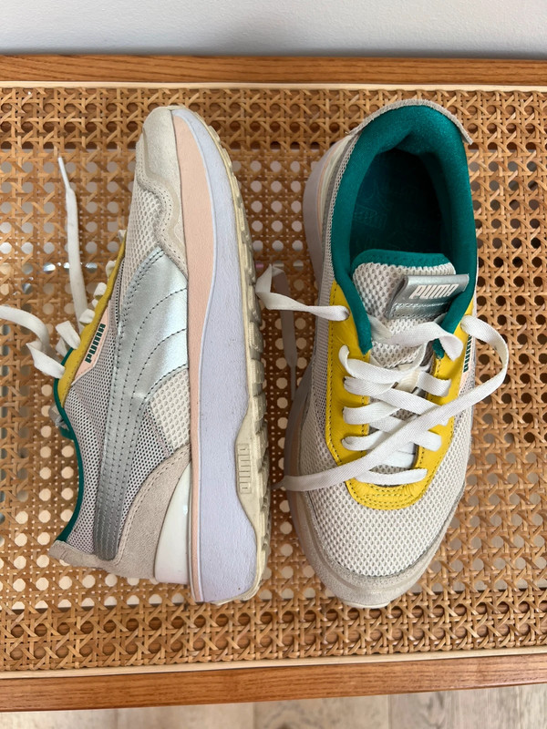 Basket puma rose vert jaune