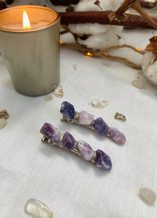 Lot de 2 barrettes croco pinces créateur pierres naturelles lepidolite magie sorcière, marque: Meejaart, état: Très bon état, 9,90 €, 11,10 € Protection acheteurs incluse