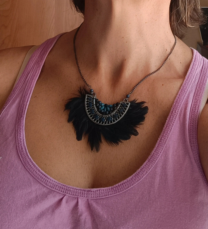 Collier bohème hippie à plumes promod 4