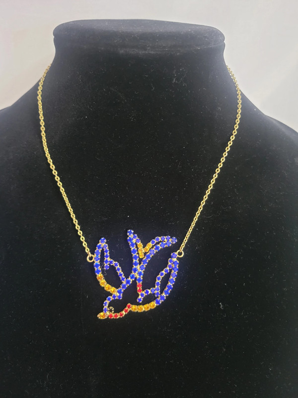 Rhinestone Bird Pendant Necklace Multi-Color 1