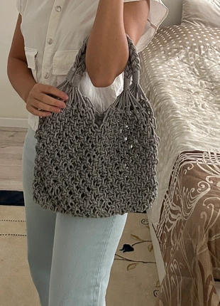 Geflochtene Macramé-Tasche in Grau – stylisch & handgemacht-Look, brand: Sonstiges, condizioni: Ottime, €8.00, €9.10 include la Protezione acquisti