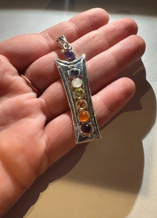 Pendentif en acier et pierre naturelles (chakras), brand: Handmade, condition: Very good, €6.50, €7.53 includes Buyer Protection Pro