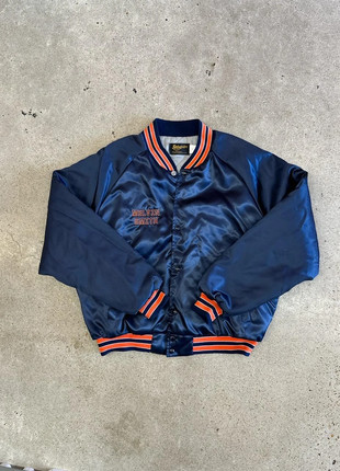 Chicago Bears Jacket Men Medium Adult Blue Satin NFL Vintage 90s Coat  Swingster