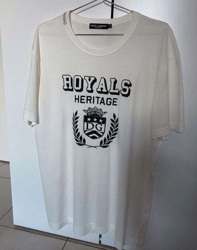 Dolce & Gabbana White Cotton Royals Heritage Print Crewneck T-Shirt L Dolce  & Gabbana