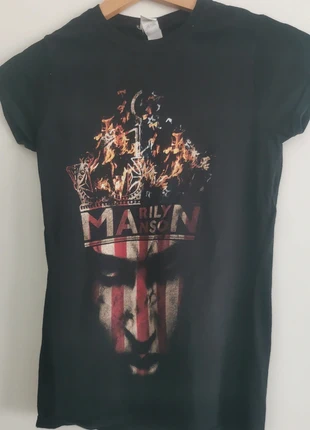-shirt marilyn manson femme flamme couronne roi noir S goth rock, brand: Gildan, condition: Very good, size: S / 36 / 8, €14.99, €16.44 includes Buyer Protection