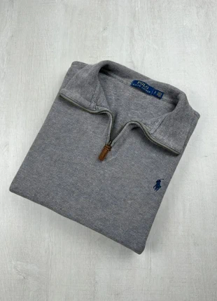 Pull col camionneur Ralph Lauren gris clair logo bleu marine brodé – Taille S, marque: Ralph Lauren, état: Très bon état, taille: S, 62,00 €, 65,80 € Protection acheteurs (Pro) incluse
