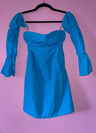 Fitted blue skater dress with puff sleeve, brand: Shein, condition: New without tags, size: S / 36 / 8, €4.00, €4.90 includes Buyer Protection