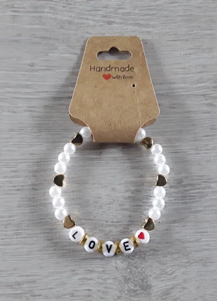 Bracelet perles blanches et coeurs dorés, brand: sansnom., condition: New with tags, €1.50, €2.28 includes Buyer Protection