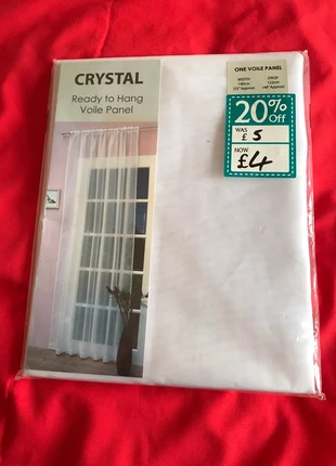 Ready to hang Voile Panel, brand: Crystal, condition: New with tags, size: Up to 149 cm, £2.95, £3.80 includes Buyer Protection