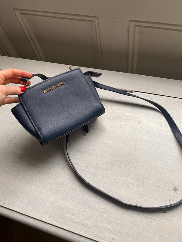 Michael Kors Light Blue Leather Mini Selma Crossbody Bag