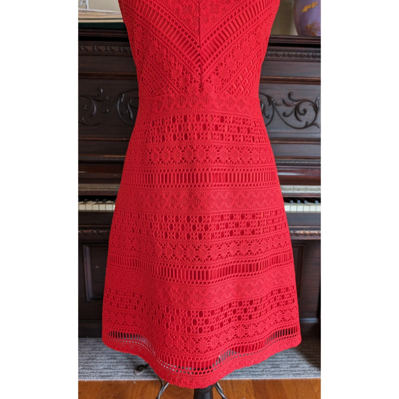Guess Orange Red Crochet Fit and Flare Dress 3