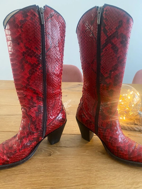 Red Python cowboy boots Tony Mora Size 36