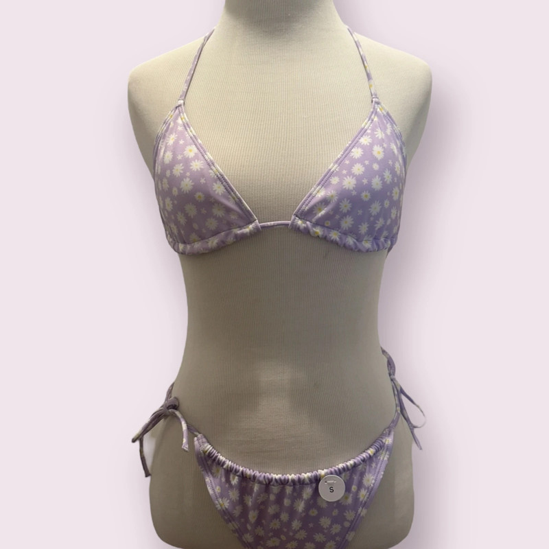 nwt asos monkl lilac daisy bikini, size xs, msrp $34 2