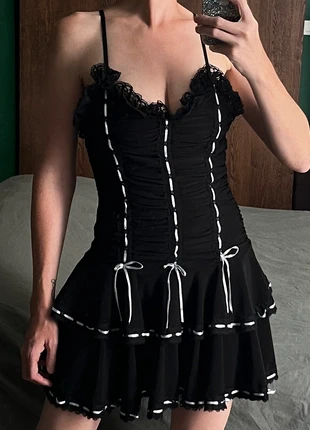Robe babydoll dentelle noeuds noir T.S, brand: COQUETTE, condition: Very good, size: S / 36 / 8, €19.00, €20.65 includes Buyer Protection Pro