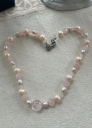 Collier en perles naturelles et cristal rose., brand: perle, condition: Very good, €54.00, €57.40 includes Buyer Protection