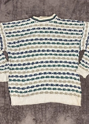 Pull Crème avec motif carré Vintage, brand: Vintage Dressing, condizioni: Discrete, taglia: L, €12.00, €13.30 include la Protezione acquisti Pro