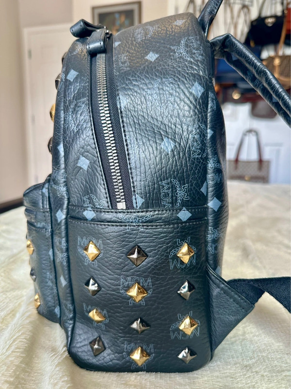 MCM Black Leather Studs Small Backpack Vinted