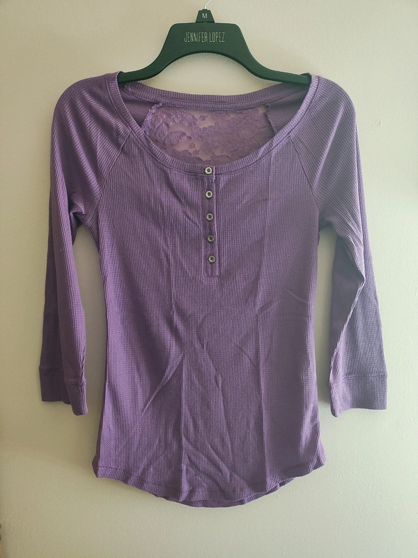 Mudd purple thermal lace henley 1