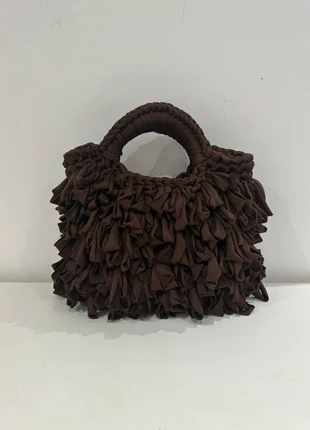 Handmade shaggy crochet shopper bag, brand: Row by Row, condition: New with tags, £40.00, £42.70 includes Buyer Protection