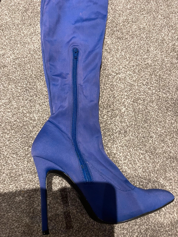 Blue knee high boots uk on sale