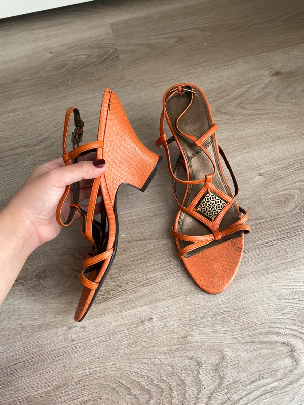 Vintage Y2k strappy sandals heels orange heels 1