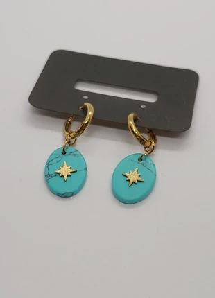 boho turquoise hoop oorbellen met gouden sterdetails go dutch label, marca: GO DUTCH LABEL, estado: Nuevo con etiquetas, 2,00 €, 2,80 € Protección al comprador incluida