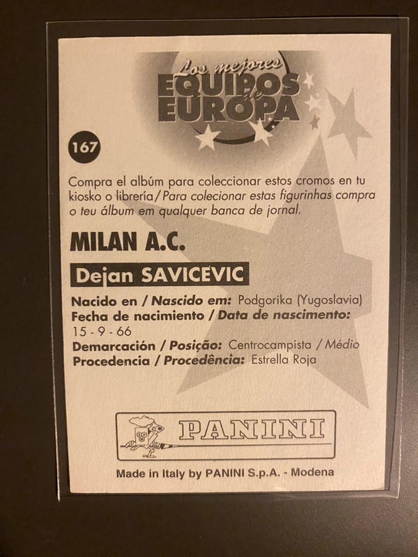 Savisevic Milan A.C. Card 1996 2