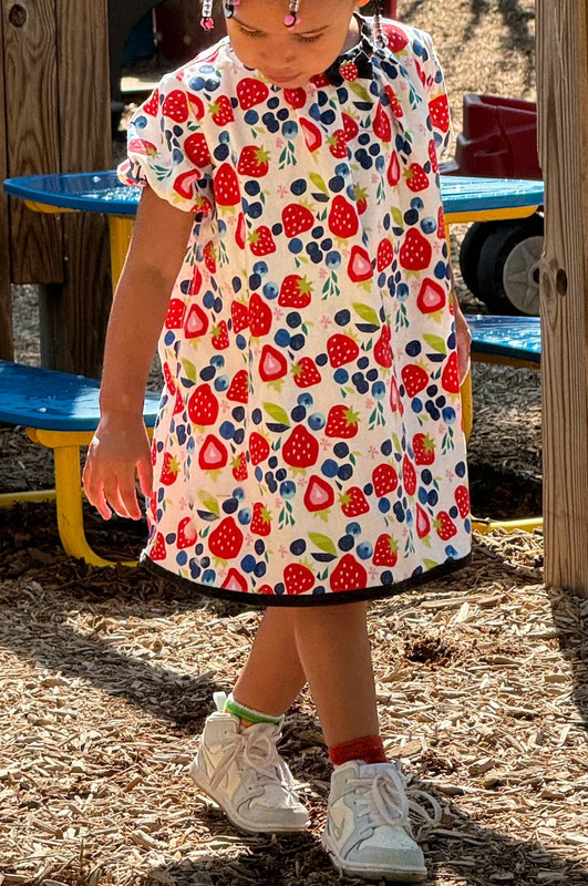 Handmade toddler strawberry dress 2