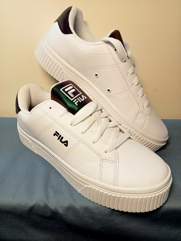 Fila Panache Platform Trainers Size 5.5 White With Iridescent Detailing