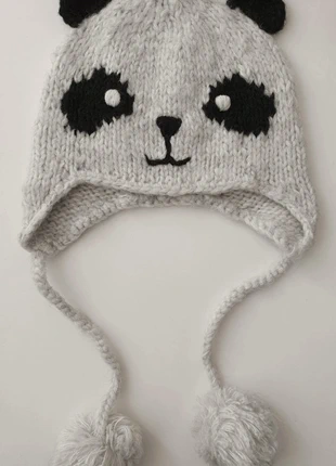 Panda Face & Ears Winter Knitted Beanie Hat, merk: Oysho, staat: Heel goed, maat: M, € 4,99, € 5,94 inclusief Kopersbescherming