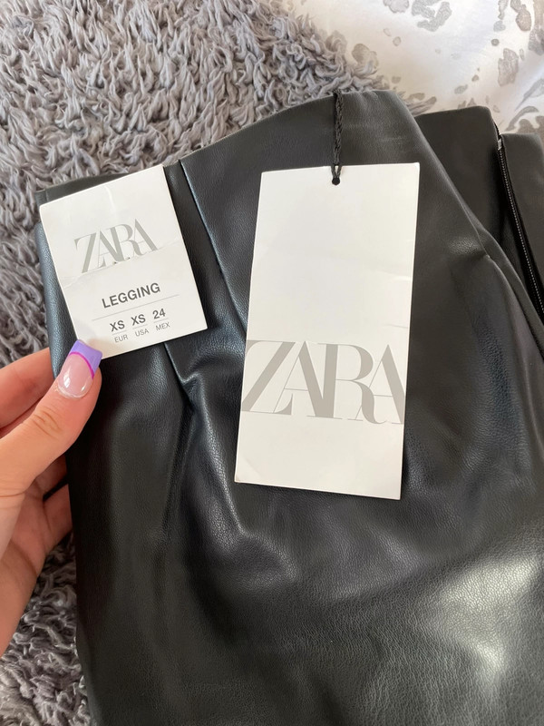 Zara extra long faux leather leggings in black