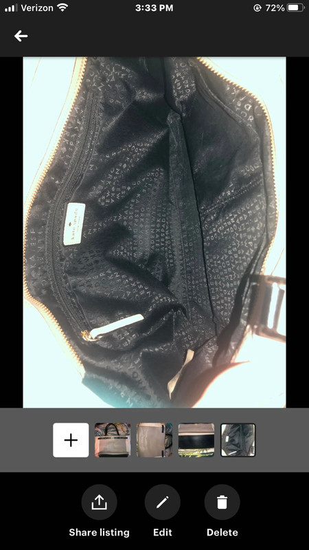 Extra Large Kate Spade Pebble Leather Bag Purse 10X12X5” Gray Black White 4