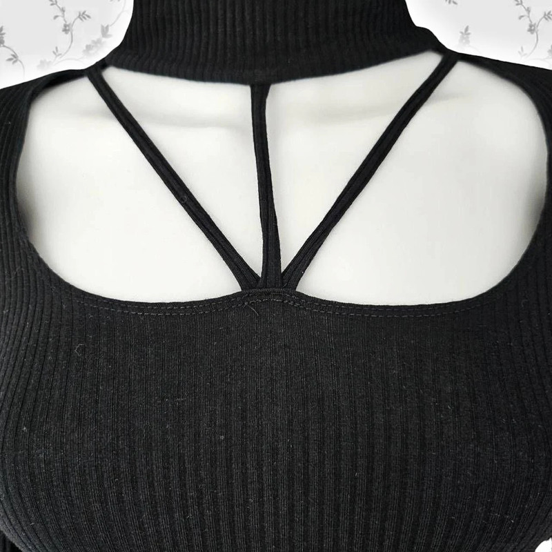 goth ribbed fitted cutout top 3