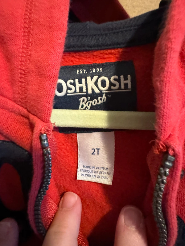 2T Oshkosh B’gosh Red Zip-up Hoodie Sweatshirt 3